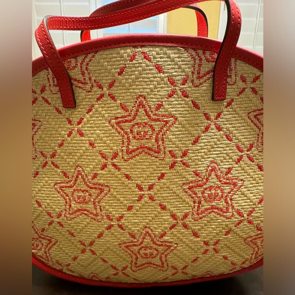 New Gucci GG Star Logo Raffia Snail Bag Tote - Picture 3 of 12